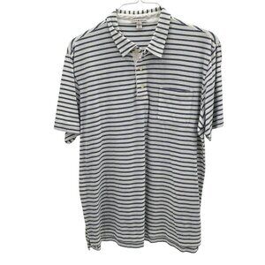 Peter Millar White/Navy Stripe Polo Men's Size L